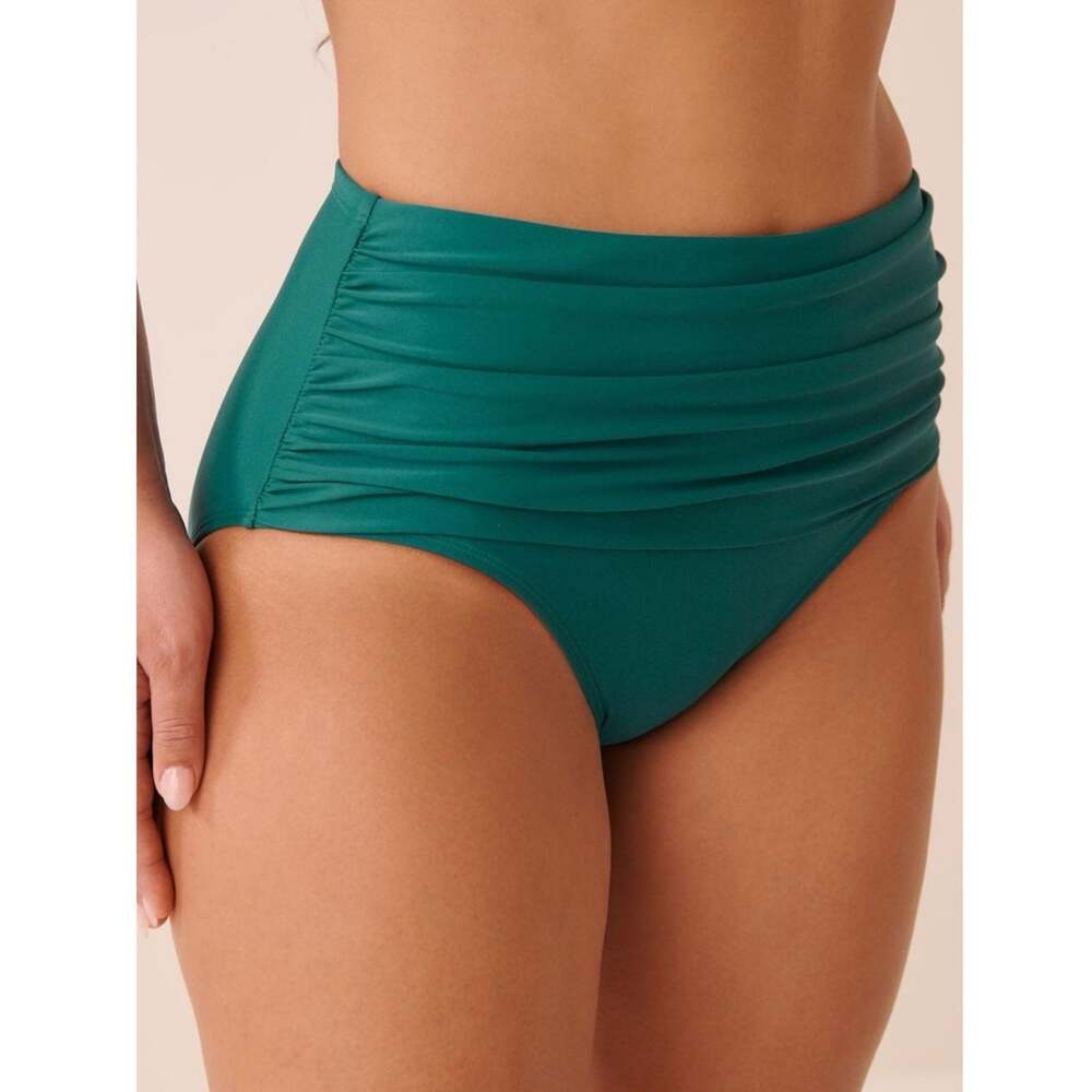 Coral Reef Teal High Rise Gathered Bikini Bottoms